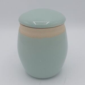 Contemporary Blue/Green and Tan Ceramic Or Stonewear Vessel. Marked TJS.